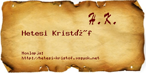 Hetesi Kristóf névjegykártya